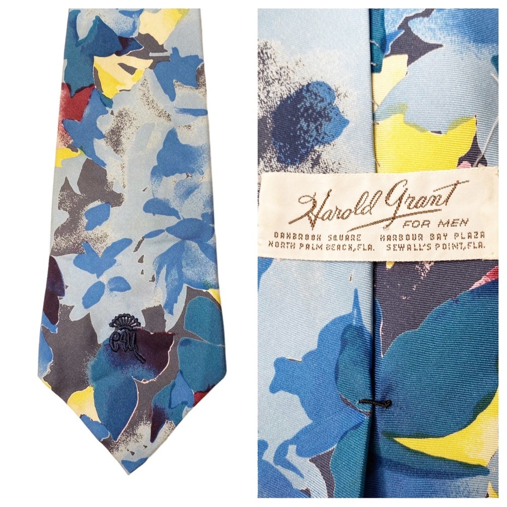Harold Grant Vintage Watercolor Silk Tie Mens Designer